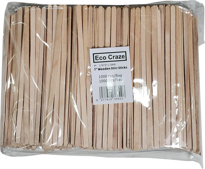 Eco Craze - 7" Wooden Stir Sticks - 1000Ct