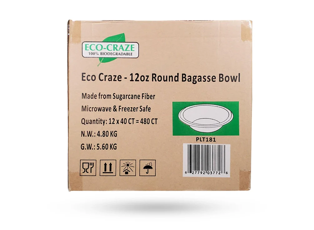 EcoCraze - 12oz Round Bagasse Bowl - Retail Pack - Image 2