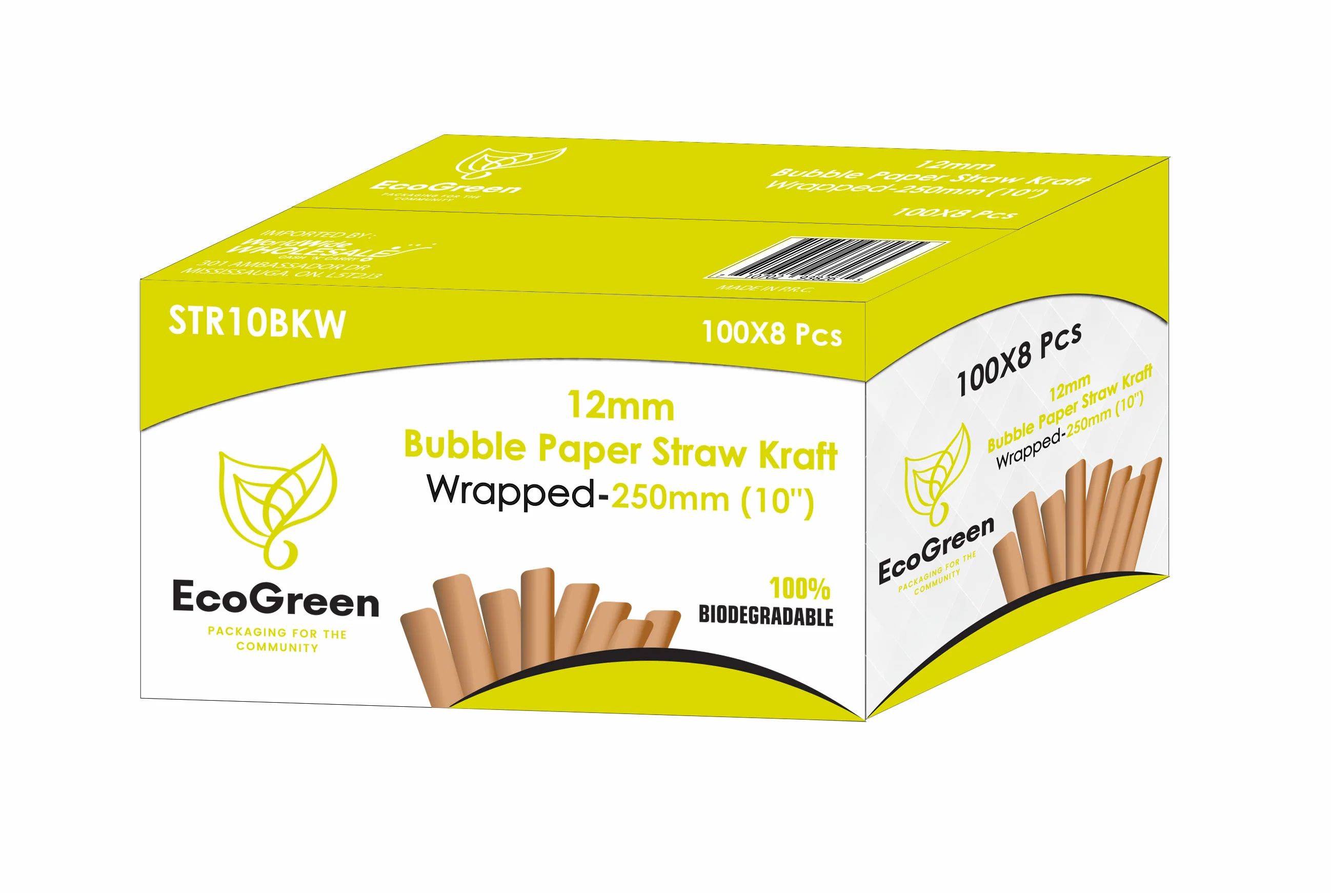 Ecogreen - 10" Bubble Paper Straws - Wrapped - Kraft - 100Ct - Image 3