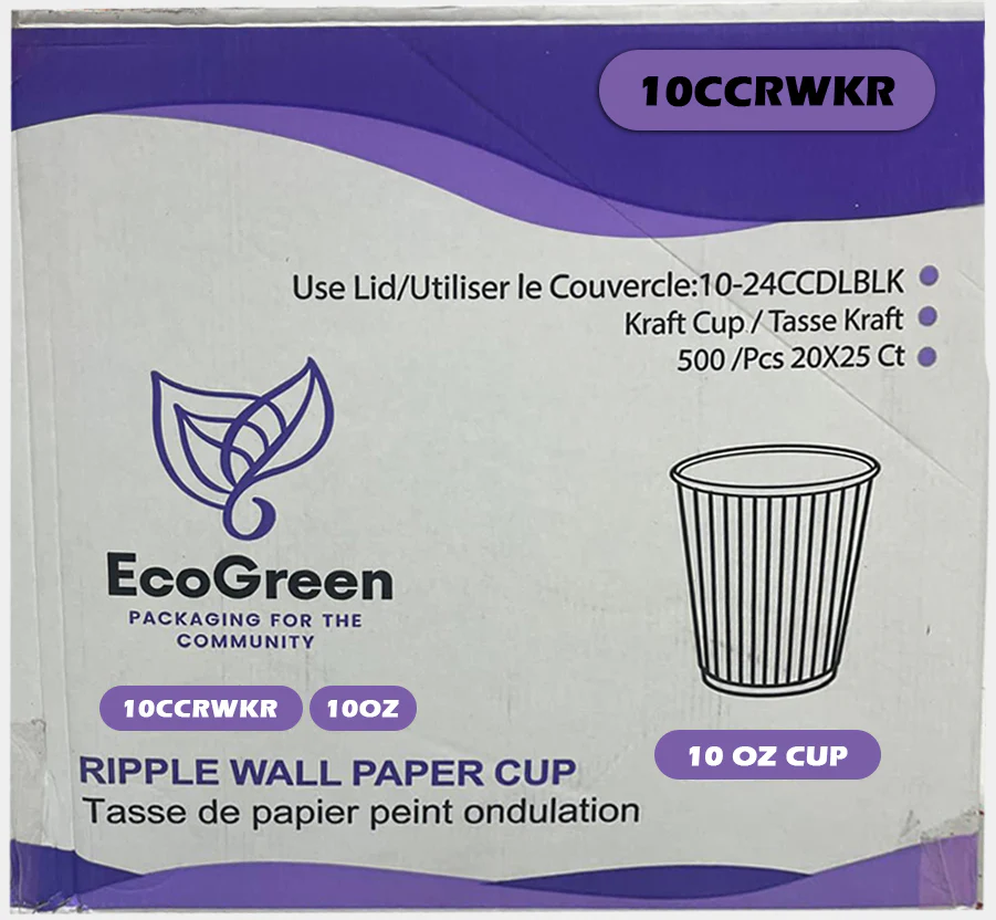 EcoGreen - 10oz Ripple Wall Paper Cup
