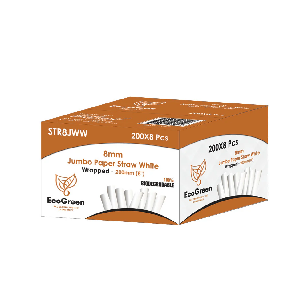 Ecogreen - 8" Jumbo Paper Straws - Wrapped - 200Ct - Image 3