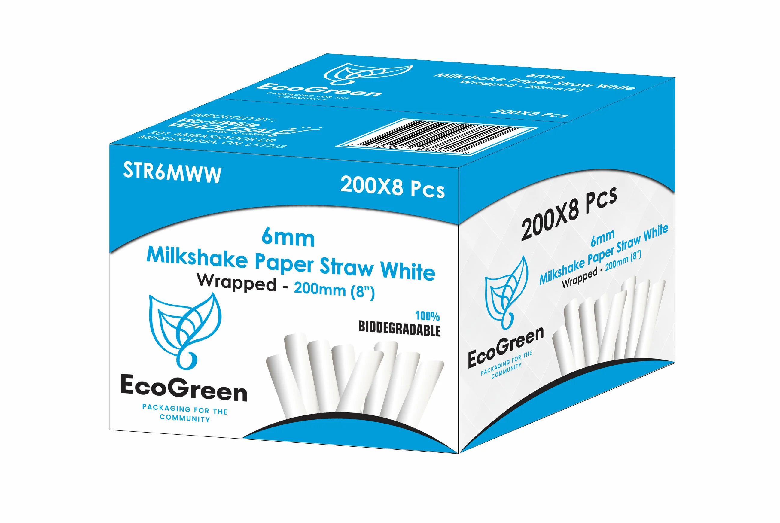 Ecogreen - 8" Milkshake Paper Straws - Wrapped - 200Ct - Image 3