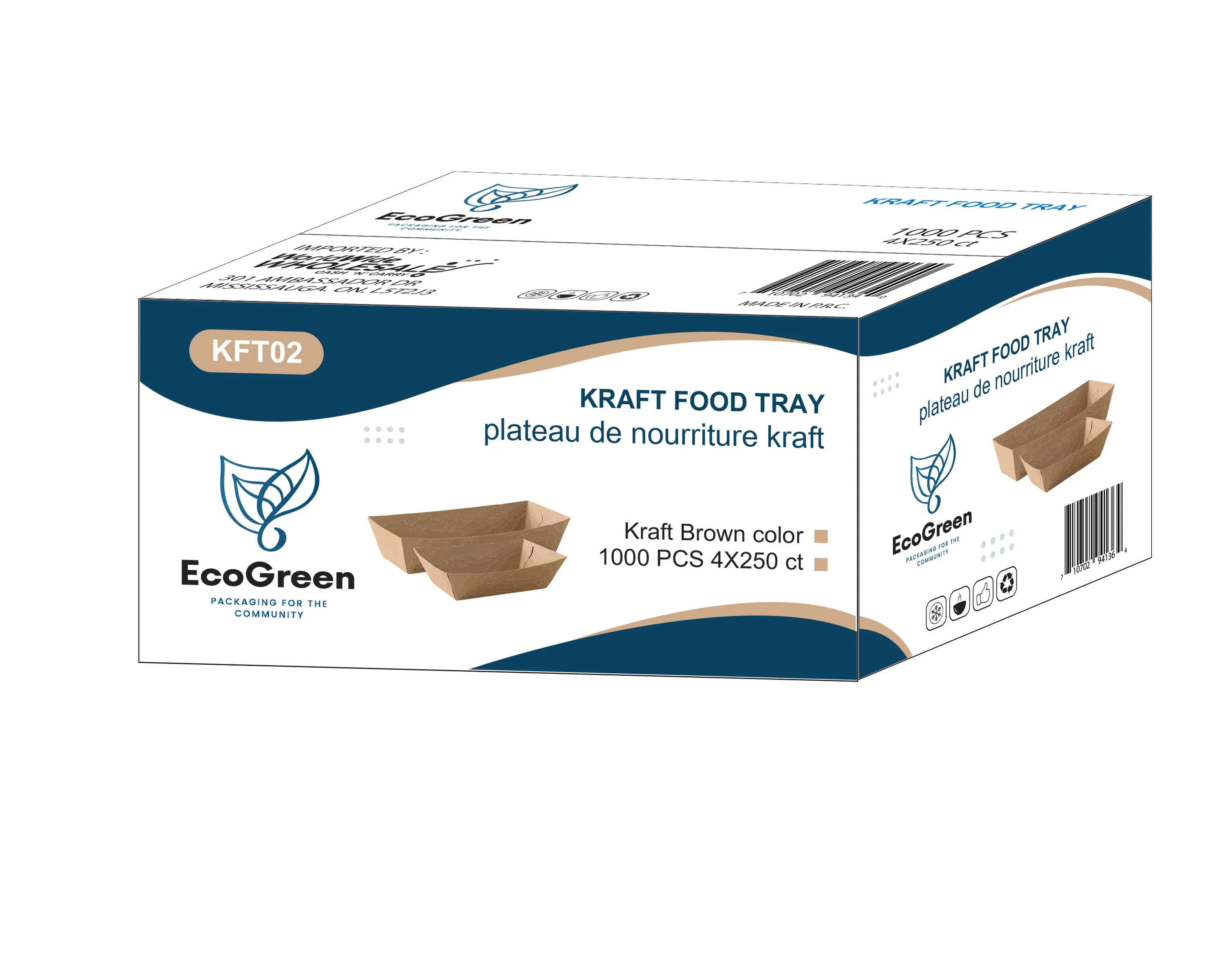 EcoGreen - Food Trays - Kraft - #2 - 1Lb - Image 2