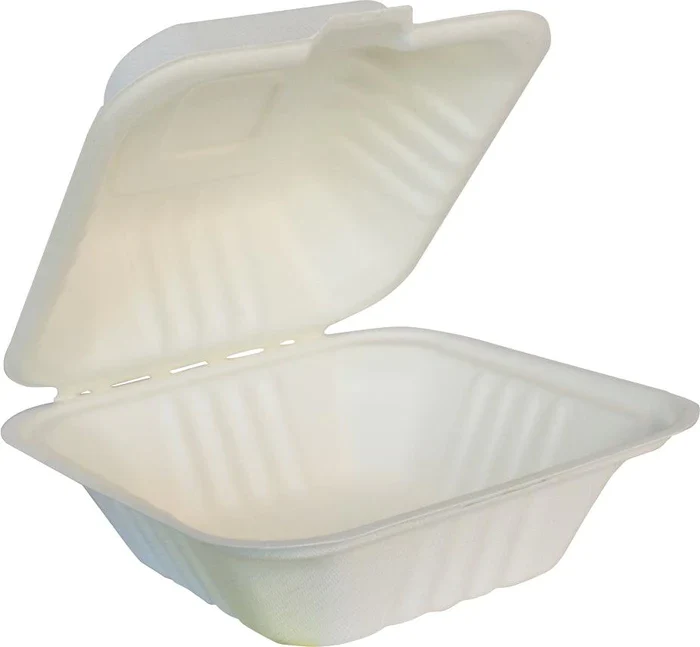 EcoGreen - 6X6X3 Bagasse Hinged Lid Container