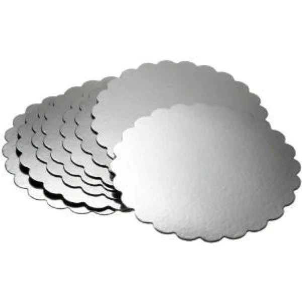 Enjay - Silver Round  Scalloped Edges Cake Pad - 8" - Image 2