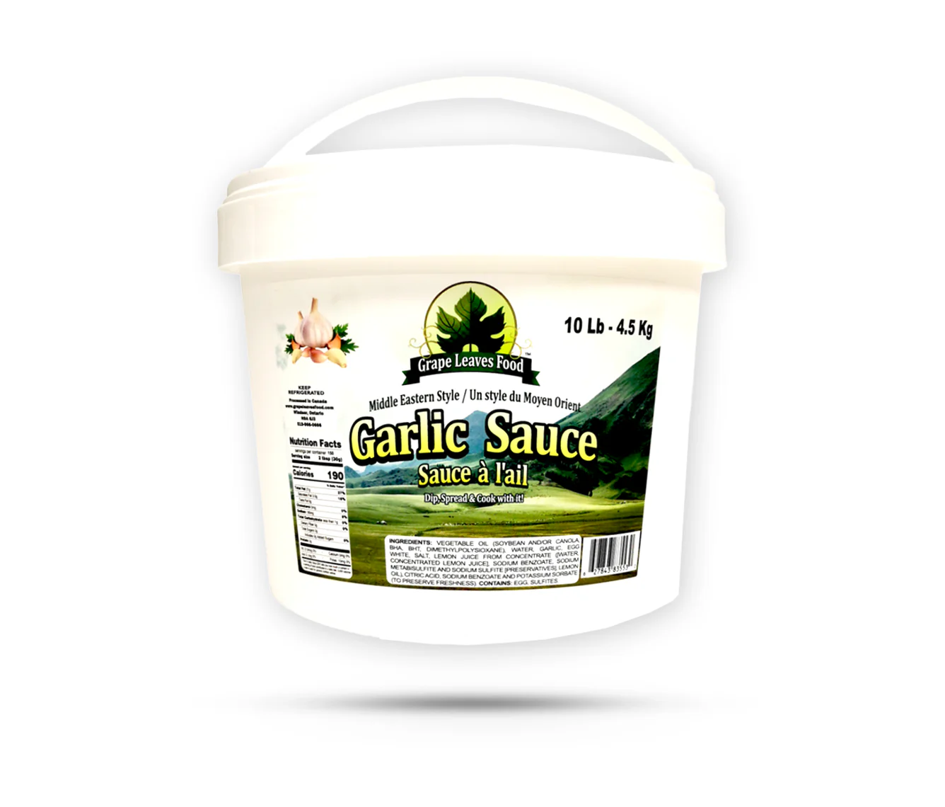Grape Leaves - Garlic Sauce - 10Lb