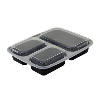 PPP - 9" Rectangular White 3 Compartment Plastic Container - DT339- Combo