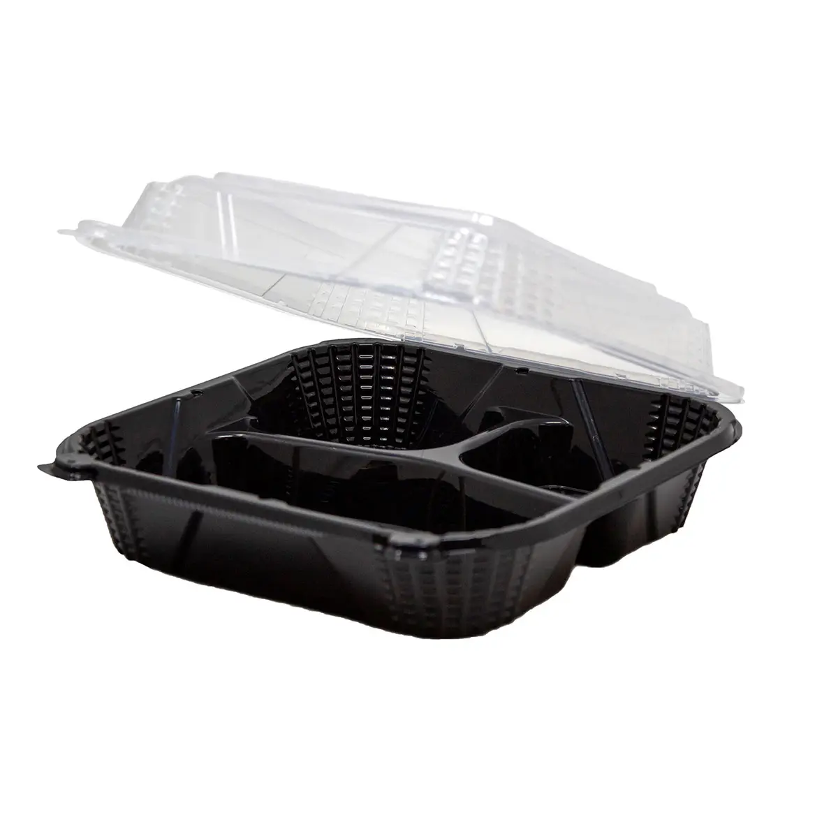 PPP - 9" Rectangular White 3 Compartment Plastic Container - DT339- Combo - Image 2