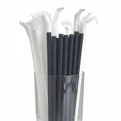 Straw Paper Black Wrapped - 8" (250Pcs) - Image 2